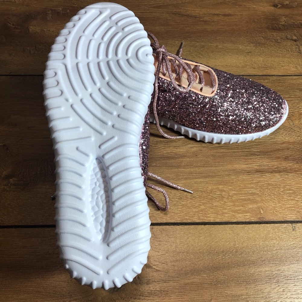 NWOT- Rose Gold Glitter Sneakers - Picture 5 of 7
